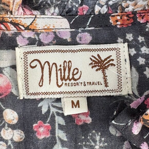 Mille Astrid Tassel Midi Dress Size M Bloomsbury Floral Long Sleeve Pockets - Picture 8 of 15